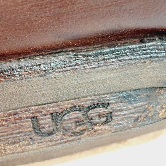 UGG Brown Leather Slip On Buckle Detail Side Zipper Ankle Riding Booties I205 - Picture 8 of 13